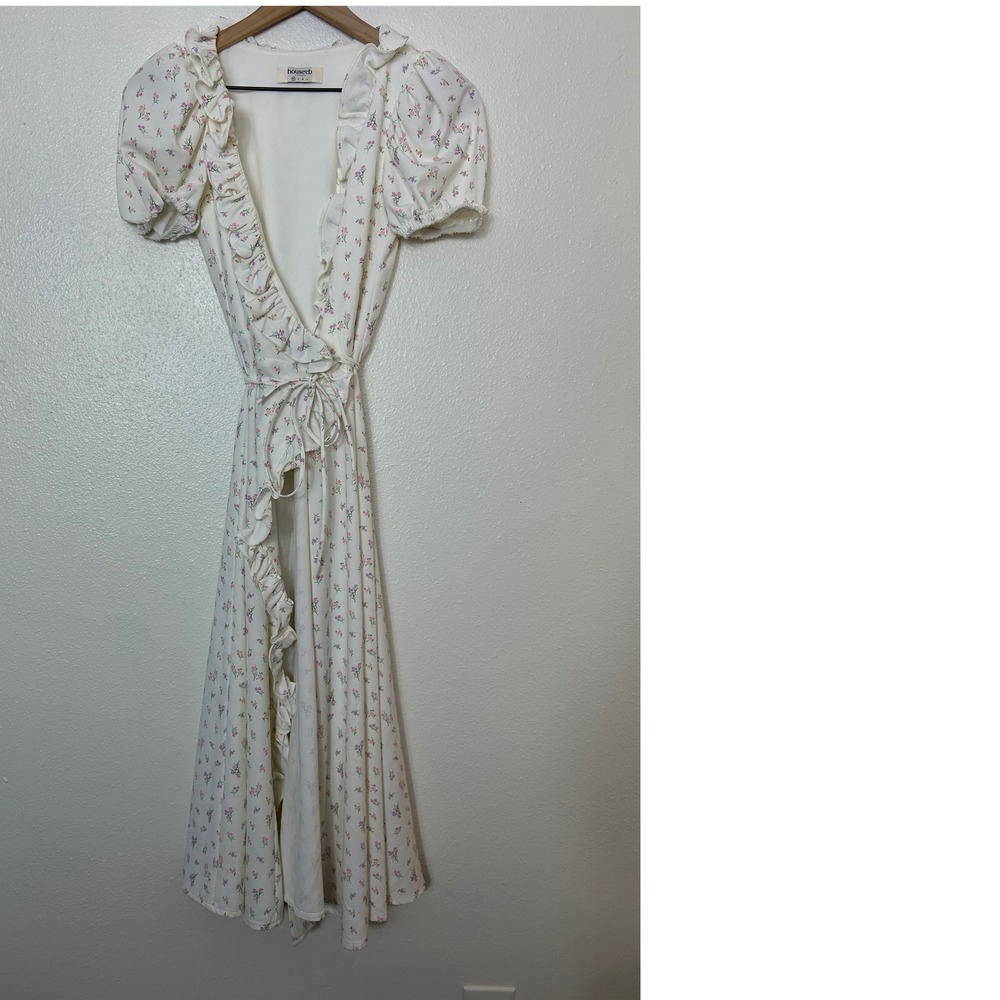 House of CB LINA Floral Wrap Midi Sundress White XS Cottage - Picture 5 of 10